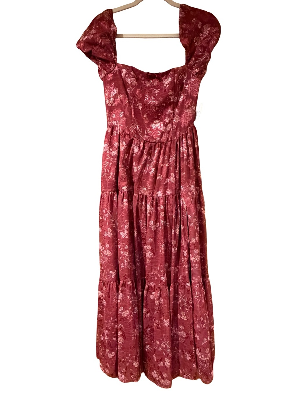Altar’d State Junie Floral Maxi Dress Burgundy S NWT - Picture 4 of 12